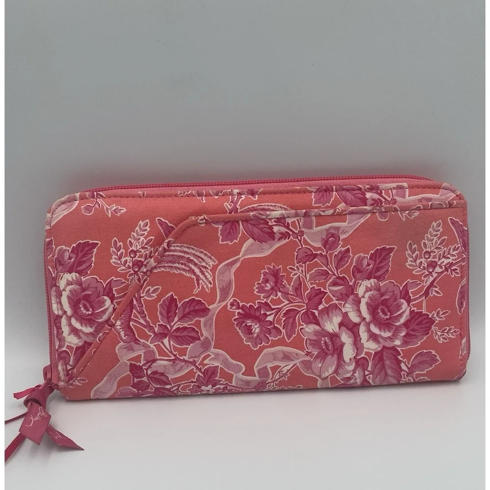 Vera Bradley Large Zip Wallet Travel Organizer Hope Toile Retired Pattern - Picture 6 of 16